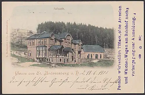 Sankt Andreasberg  Braunlage Gruss aus ... Litho 1900 Felixstift