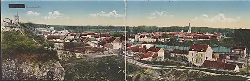 Aisne Doppelkarte einer Stadt, der Name ist durchgestrichen, im Text u.a. "kleine Stadt an der Aisne..." 1916