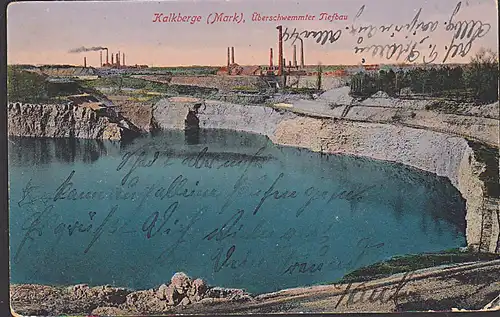 Kalkberge (Mark) Überschwemmter Tiefbau  Rüdersdorf als Marine Feldpost gest. Charlottenburg 1917 an S. M. H. Silvana