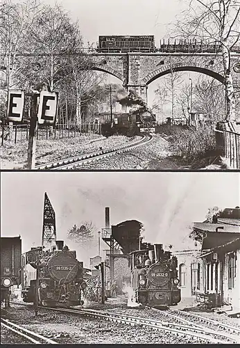 Schmalspurbahn Zittau - Kurort Oybin 2 Fotokarten mit SSt. Kurort Oybin 100 Jahre Bergmuseum Begr. Dr. A. Moschkau