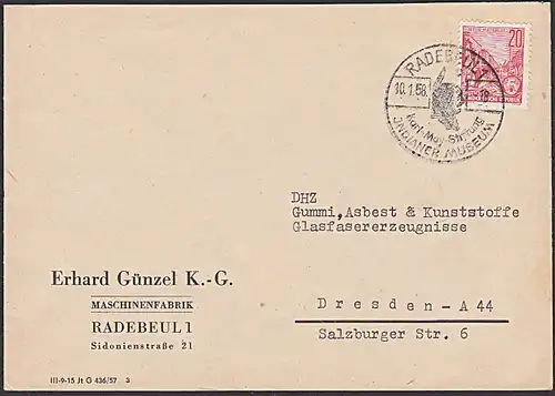 Karl-May-Stiftung Indianer Museeum Radebeul 1958 auf Brief Abb. Winnetou Häuptling, DDR Germany