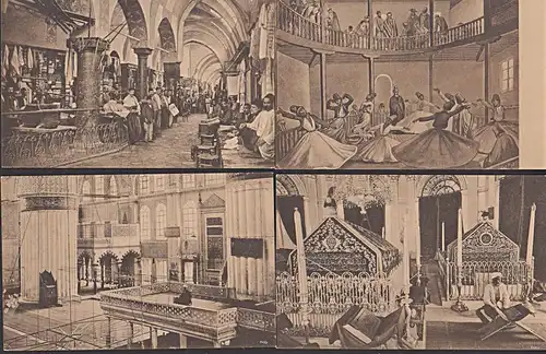 Constantinople Derviches Tourneurs Le grand Bazar Mosquee Ahmed Tobeouaux des Sultans Mahmoud et Aziz, 4 Karten