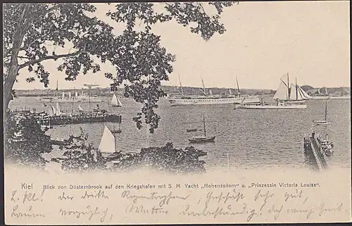 Kiel Kriegshafen mit S. M. Yacht "Hohenzollern" und "Prinzessin Victorie Louise" um1906