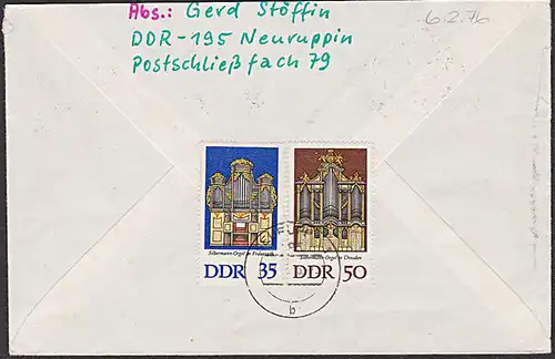 Silbermann Orgeln auf Ausl.-R-LPp-Brief aus Neuruppin nach der Schweiz Kriens, DDR 2111/14