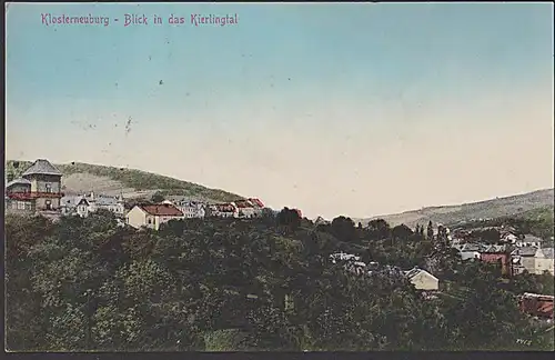 Zensur CAk Klosterneuburg mit "Überprüft Wien 1" nach Sachsen, Blick in das Kierlingtal