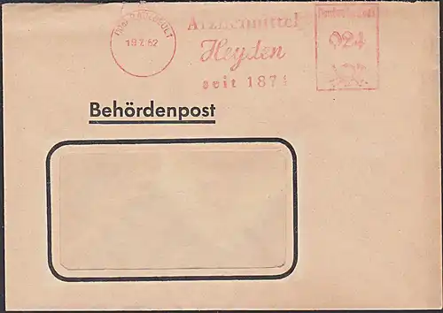Radebeul "Arzneimittelwerk Heyden seit 1871" als Behördenpost DDR AFS =024= 19.7.52