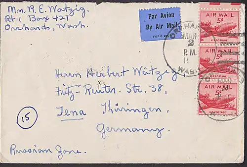 Letter ORCHANDS Washingten Cover to Germany  with Mehrfachfrankatur