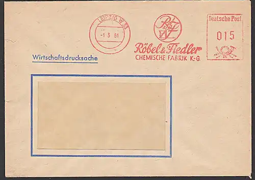 LEIPZIG "Röbel &amp; Fiedler Chemische Fabrik K.-G."  Wirtschaftsdrucksache  aus 1961 DDR AFS