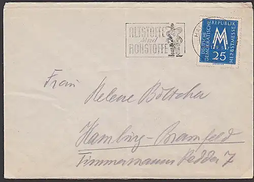 MWSt. "Altstoffe sind Rohstoffe" mit Heinzelmännchen nach Hamburg Gnom, Zwerg DDR 597 25 Pf Messe portogenau