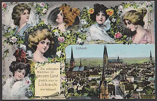 Lübeck Die schönsten Mädchen im ganzen Land gibt&acute;s nur in Lübeck wie bekannt Künstlerkarte von Ottmar Zieher