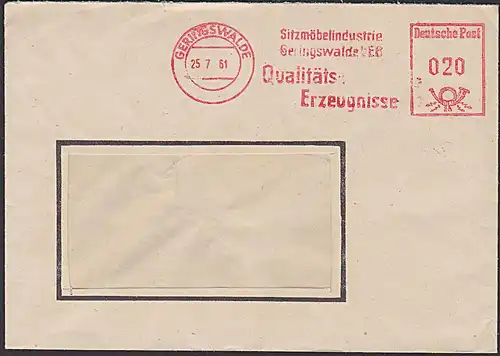 Geringswalde "Sitzmöbelindustrie VEB Qualitätserzeugnisse" 1961AFS