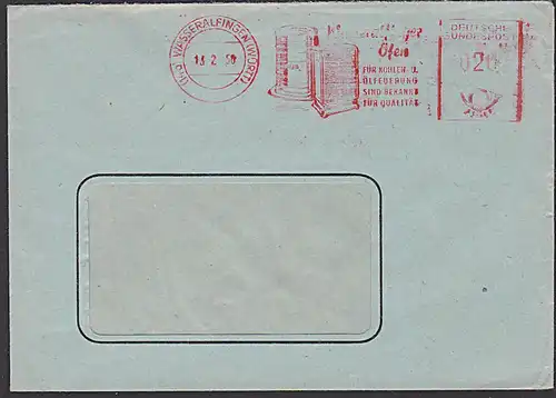 WASSERALFINGEN (WÜRTT) AFS =DBP 020= Öfen für Holzkohle Abb. Heizkörper 1950