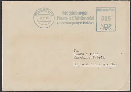 STASSFURT 1960 Dienstpost Magdeburger Eisen- u. Stahlhandel, AFS 18.2.60