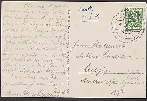 Schruns mit Zimba Vorarlberg  Photokarte 1926 mit Sonderstempel Luftkurort