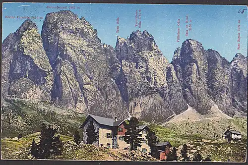 St. Olrich in Gröben Regensburger Hütte mit Hüttenstempel 1912 mit Sass Rigais