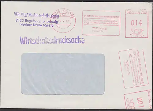 ENGELSDORF AFS =001= und =014=  VEB MLW Medizintechnik Stammbetrieb 1987 auf Wirtschaftsdrucksache, portogenau