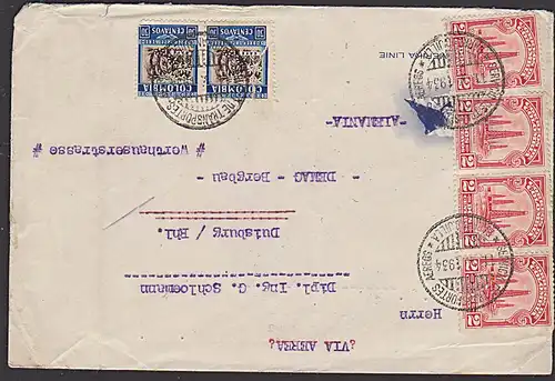 Colompia Kolumbien Barranquilla Brief nach Deutschland 1934