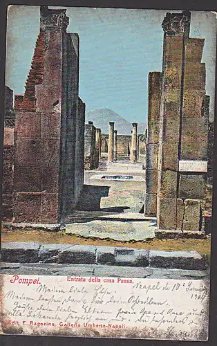 Napoli Ferrova Pompei Entrata della casa Pansa CAK 1904  mit Flaggenstempel