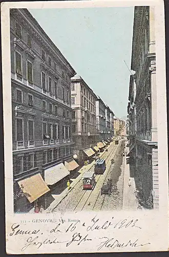 GENOVA CAK Via Roma  Litho Genua Abs.St. Lioyd Hotel "Deutsche Bierhalle" Straßenansicht