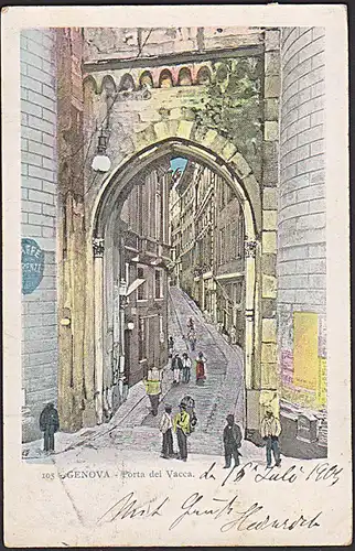 GENOVA CAK 1903 Porta dei Vacca Litho Genua