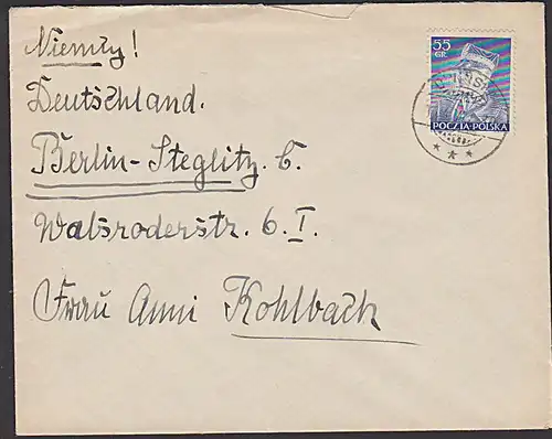 Polen 55 Gr auf Auslands-Brief aus OWINSKA