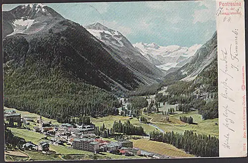 Pontresina Roseggletscher  Ak von 18.VI. 1904 nach Leipzig