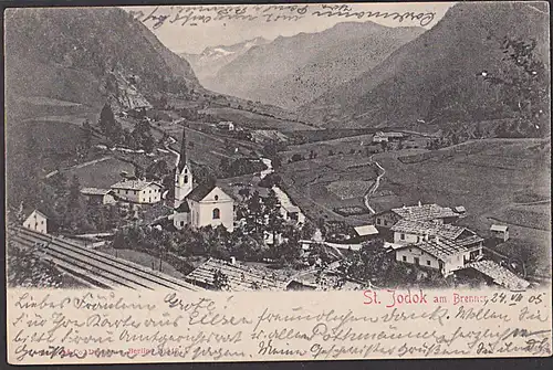 St. JODOK am Brenner Karte von 1905 mit österr. Frankatur