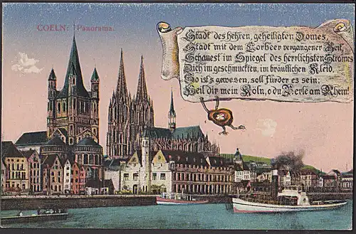 CAK Köln COELN  um 1910  - unbeschrieben-  Panorama "Stadt des hehren, geheiligten Domes, ..."