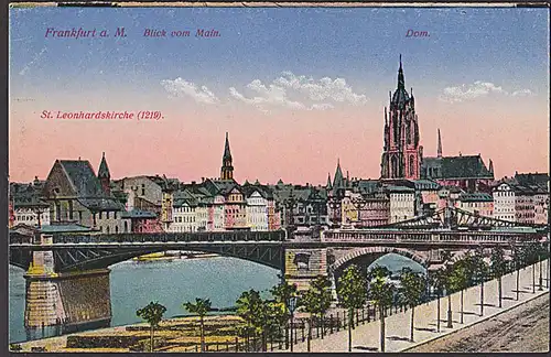 Frankfurt am Main Blick vom Main St. Leonhardskirche  und Dom  um 1910  - unbeschrieben-