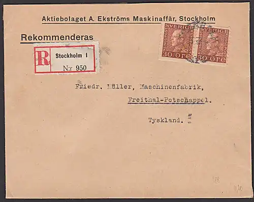Schweden 188(2) Stockholm R-Brief 1928 Aktiebolaget A. Ekströms