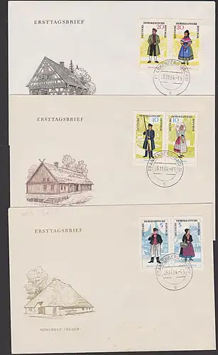 Germany DDR 1074/79 Zdr. Volkstrachten (I)  Mönchgut Rügen Spreewald Thüringen gestempelt 55,- Kat. Frankenberg (Sachs)