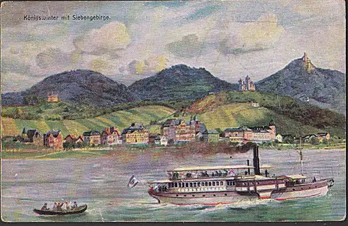 Königswinter mit Siebengebirge CAK um 1907 Künstlerkarte