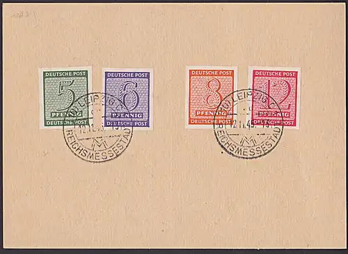 OPD 116-119X Westsachsen Ziffern geschnitten mit St. Leipzig Reichsmessestdt - noch nicht aptiert!- 12.11.45