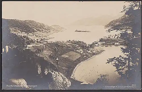 Norge Norheimsund Hardanger Hafen echte Fotographie AK um 1913