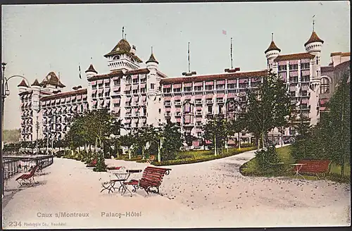Caux s/Montreux Palace Hotel 234 Phottypeie Neuchatel ungebraucht Chateau  de Chillon 2 cards