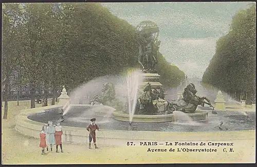 Paris 3 cards La Fontaine de Carpeaux Avenue de LÒbservatoire C. M. CAK um 1910 Brunnen Kinder ungebraucht