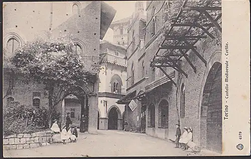 Torino Turin Castello Medioevale Cordile 2 Karten 1906, Taormina