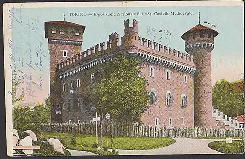 Torino Turin Castello Medioevale Esposzione Nazinale del 1884