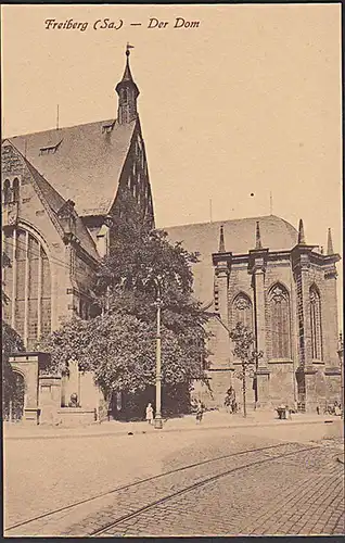 Freiberg (Sachsen) 4 Karten Der Dom Karte um 1920 ungebraucht beste Erhaltung, Untermarkt Schwedendenkmal Gymnasium