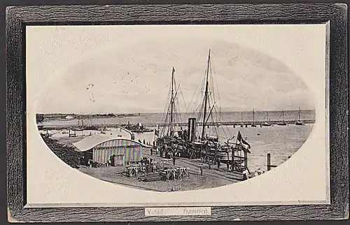 Schweden Ystad Ystadt Hamnen Hafen mit Dampfschiff zweimaster Photokarte 1912