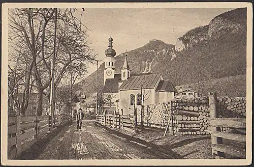 Erl Tiroler Passionsspiel Oberaudorf in Oberbayern 1922 mit Aplenmassiv und rs. Aufführungstemine