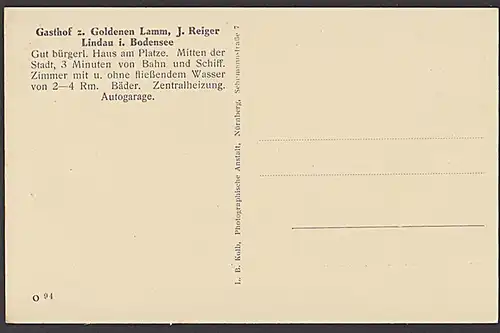 Lindau Bodensee  Gasthof "Zum Goldenen Lamm" Ak um 1910 mit 4 Abb. Bierstube Speisesaal