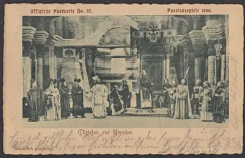 Germany Oberammergau 2 offizielle Postkarten Nr. 3 und 10, Passionspiele 1900 "Christus segnet seine Jünger"