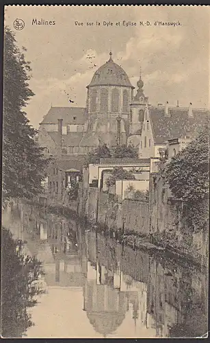 Malines Mechelen Vue sur la Dyle et Eglise Feldpostkarte CAK um 1915 Feldpostexpedition 53. Reserve-Division Ernte