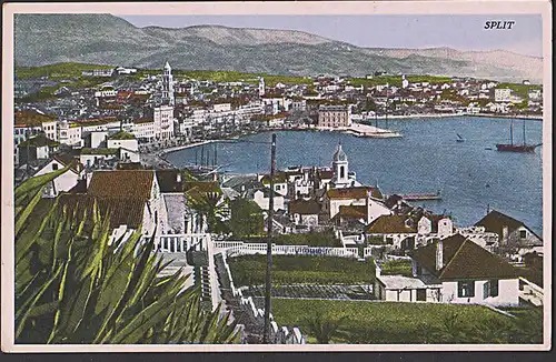 SPLIT Kroatien Colorkarte von 1929 mit Hafen