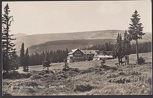 Lot Riesengebirge Schlingelbaude Karkonosze Am kleinen Teich Photo-Ak 1935, mit Baudenstempel Kl. Teichbaude