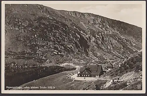 Lot Riesengebirge Schlingelbaude Karkonosze Am kleinen Teich Photo-Ak 1935, mit Baudenstempel Kl. Teichbaude