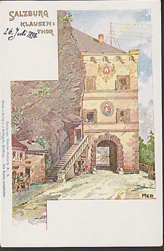 Mell Künstlerkarte 1898 Salzburg "Klausenthor" Verlag Huttegger N: 5