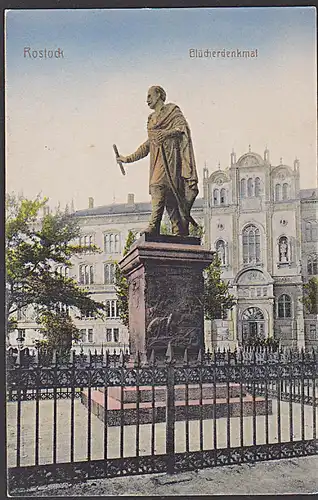 Rostock Blücherdenkmal Feldpostkarte 1. Kompanie Ersatz-Bat. Regiment-Nr. 90 1917 Ak