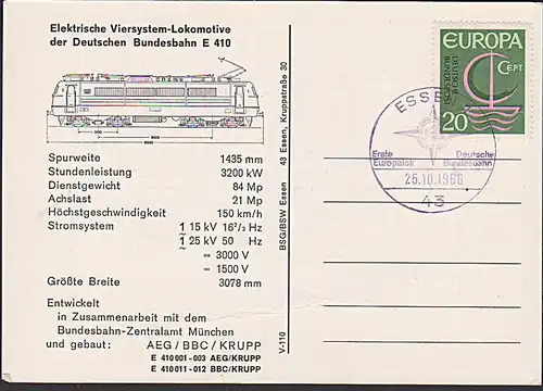 Erste Europalok der Deutschen Bundesbahn E-Lok SSt. Essen 1966
